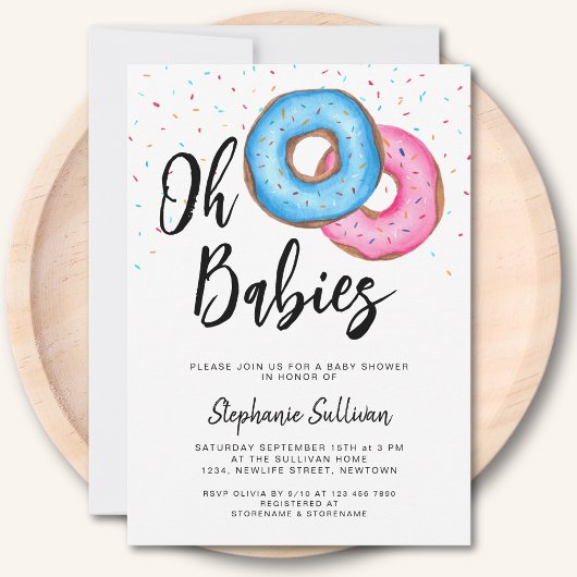 Invitation Baby shower Donut Twins