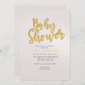 Invitation Baby shower d'or (Devant / Derrière)