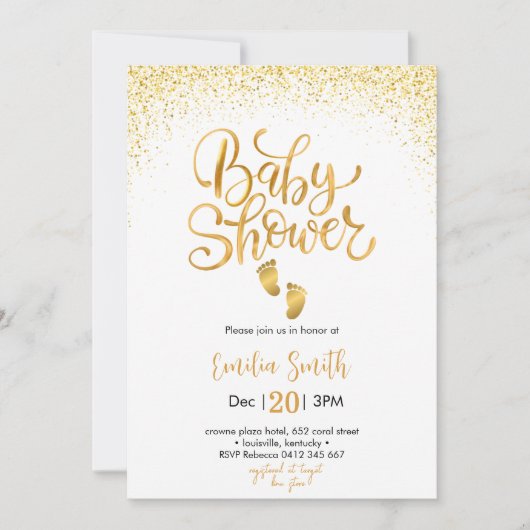 Invitation Baby shower d'or (Devant)
