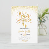 Invitation Baby shower d'or (Debout devant)