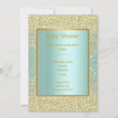 Invitation Baby shower D'OR AQUA VERT BLEU DIAMOND SPARKLE (Devant)