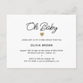 Invitation Baby shower d'or blanc moderne (Devant)
