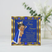 Invitation Baby shower d'or bleu africain (Debout devant)