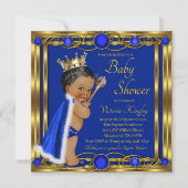 Invitation Baby shower d'or bleu africain (Devant)