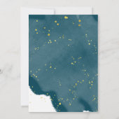 Invitation baby shower d'or bleu marine ouvert (Dos)