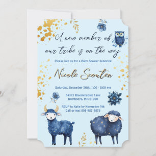 Invitation Baby shower d'or bleu Whimsland