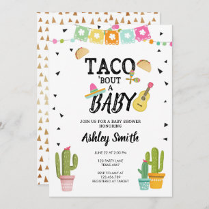 Invitation Baby shower d'or de cactus d'amour d'accès de taco