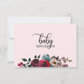 Invitation Baby shower d'or de la Bourgogne rose d'aquarelle (Dos)