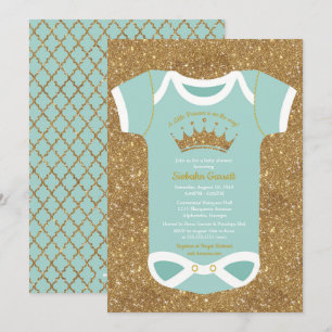 Invitation Baby shower d'or de la petite princesse Turquoise 
