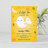 Invitation Baby shower d'or de Little Boo Ghost Citrouille (Debout devant)
