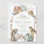 Invitation Baby shower d'or de palme sauvage tropicale (Devant)