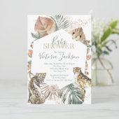 Invitation Baby shower d'or de palme sauvage tropicale (Debout devant)