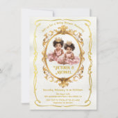Invitation Baby shower d'or jumeau afro-américain (Devant)