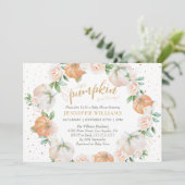 Invitation Baby shower d'or Little Citrouille Watercolor (Debout devant)