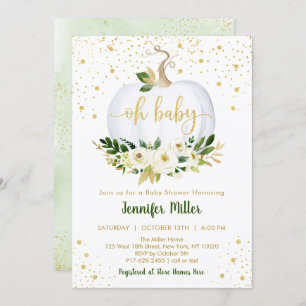 Invitation Baby shower d'or petit Citrouille