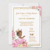 Invitation Baby shower d'or rose africain (Devant)