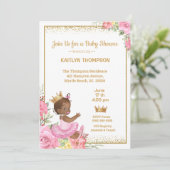 Invitation Baby shower d'or rose africain (Debout devant)