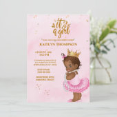 Invitation Baby shower d'or rose africain (Debout devant)