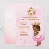 Invitation Baby shower d'or rose africain (Devant / Derrière)
