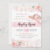 Invitation Baby shower d'or Rose de Bush Big Casquette du Ke (Devant)