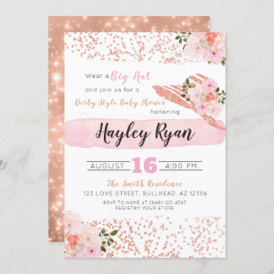Invitation Baby shower d'or Rose de Bush  Big Casquette du Ke