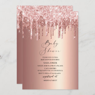 Invitation Baby shower d'or Rose de séchage moderne