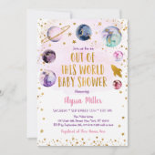 Invitation Baby shower d'or rose Galaxy (Devant)