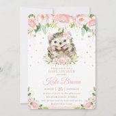 Invitation Baby shower d'or rose pâle de Hérisson (Devant)