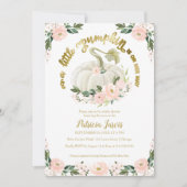 Invitation Baby shower d'or rose petit Citrouille (Devant)