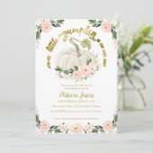 Invitation Baby shower d'or rose petit Citrouille (Debout devant)
