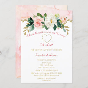 Invitation Baby shower d'or rose Valentine