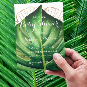 Invitation Baby shower d'or sauvage tropical simple