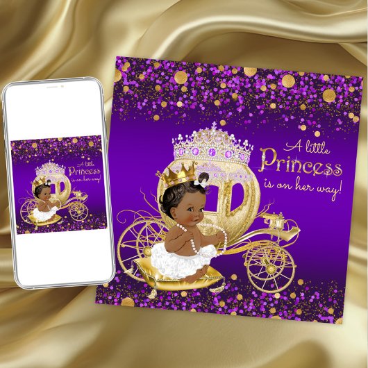 Invitation Baby shower d'or violet d'Amérique d'Afrique