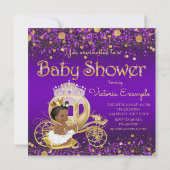 Invitation Baby shower d'or violet d'Amérique d'Afrique (Dos)