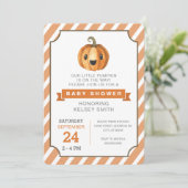 Invitation Baby shower d'orange de citrouille de Halloween (Debout devant)