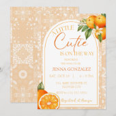 Invitation Baby shower d'Orange de Little Cutie Citrus (Devant / Derrière)