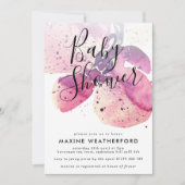Invitation Baby shower d'orchidée Berry Watercolor (Devant)