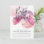 Invitation Baby shower d'orchidée Berry Watercolor (Debout devant)