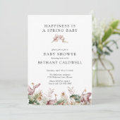 Invitation Baby shower d'orchidées de printemps de grues dans (Debout devant)