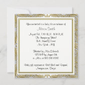 Invitation Baby Shower Doré Blanc Art Déco Damassé (Dos)