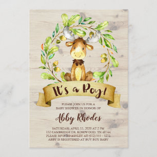 Invitation Baby shower d'orignal mou