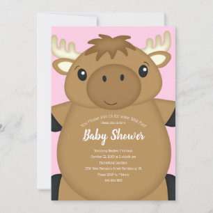 Invitation Baby shower d'orignal rose