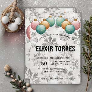 Invitation Baby shower d'ornements de boules de neige d'hiver