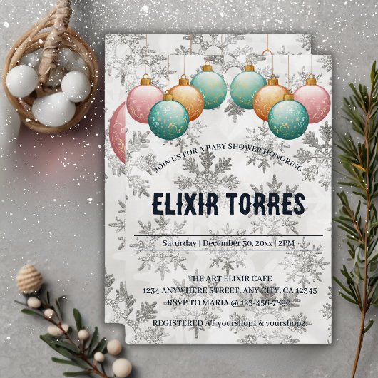 Invitation Baby shower d'ornements de boules de neige d'hiver