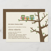 Invitation Baby shower Dotty Owls (Devant / Derrière)