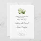 Invitation Baby shower double blanc Hydrangea Grandmillennial (Devant)