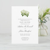 Invitation Baby shower double blanc Hydrangea Grandmillennial (Debout devant)