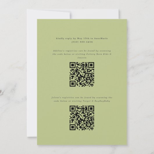 Invitation Baby shower double blanc Hydrangea Grandmillennial (Dos)