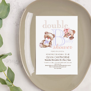 Invitation Baby shower double deux ours fille et garçon