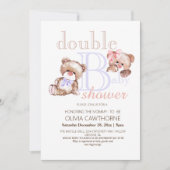 Invitation Baby shower double deux ours fille et garçon (Devant)